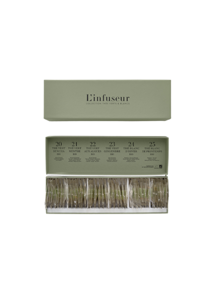 L'INFUSEUR COFFRET COLLECTION 36 SACHETS THES BLANCS ET VERTS Bio